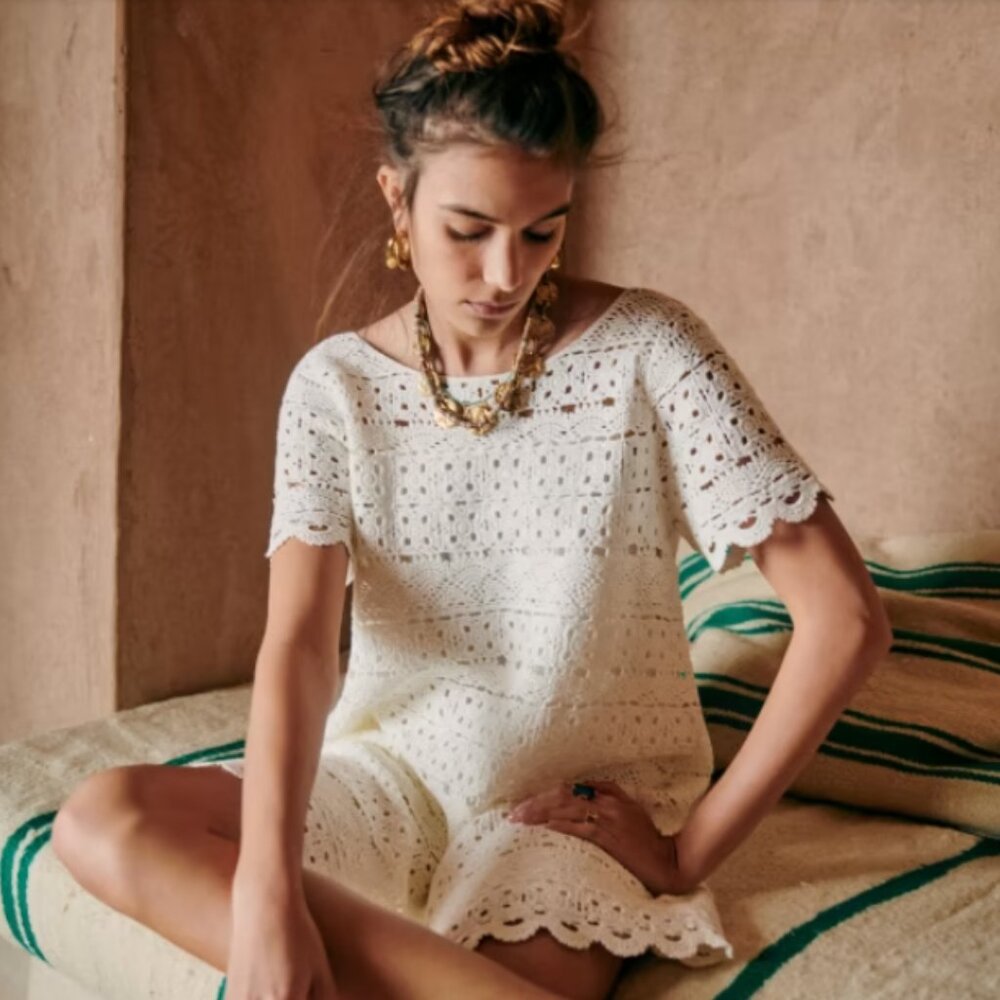 Sezane Robe Florine Écru. - Size XS